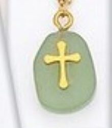 Αβεντουρίνη πέτρωμα με ατσάλι σχήμα σταυρό λαιμού