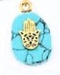 Τυρκουάζ με ατσάλινο σχέδιο χέρι Φατίμα λαιμού